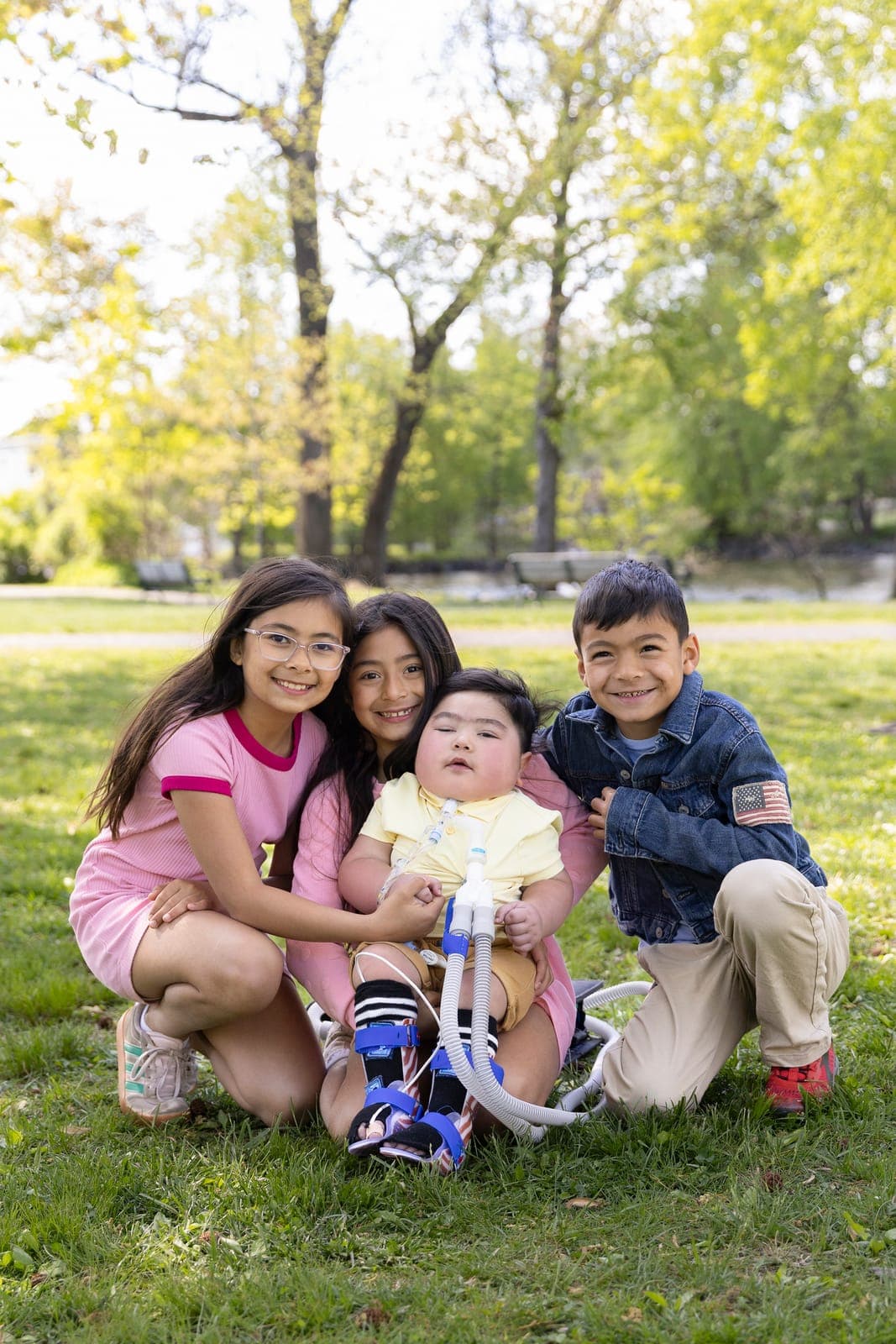 Ace is pictured with his siblings.